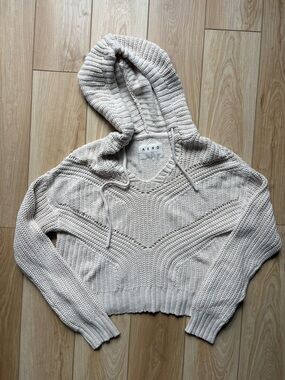 Hooded Cropped Pullover Knit Sweater Y2K twilight 90s relaxed neutral Medium